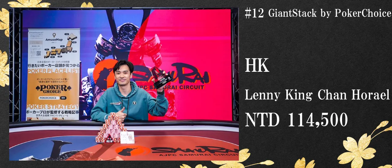 Lenny King Chan Horael選手は優勝賞金114,500台湾ドルを獲得しました。