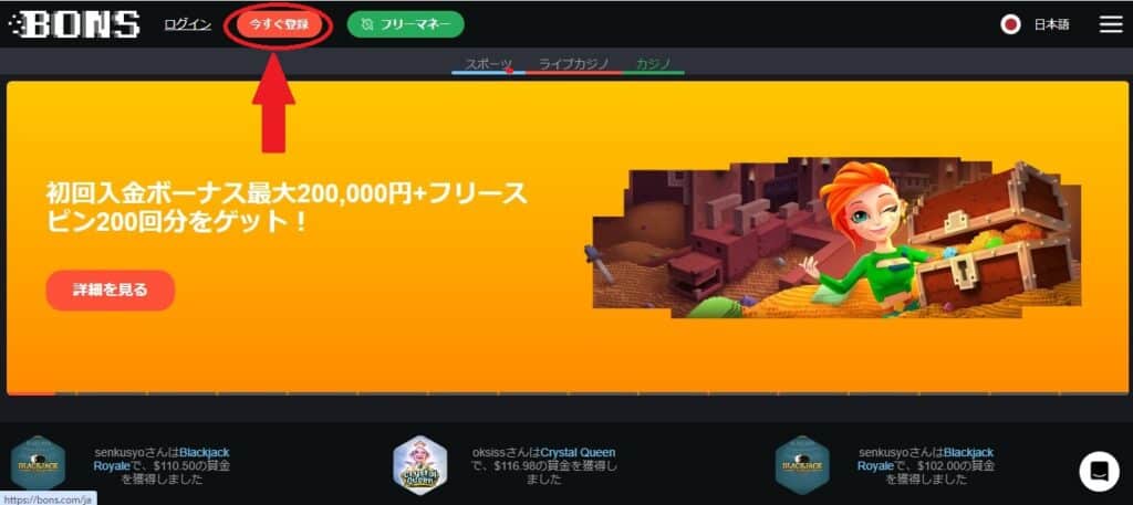 ボーナスコード入力1